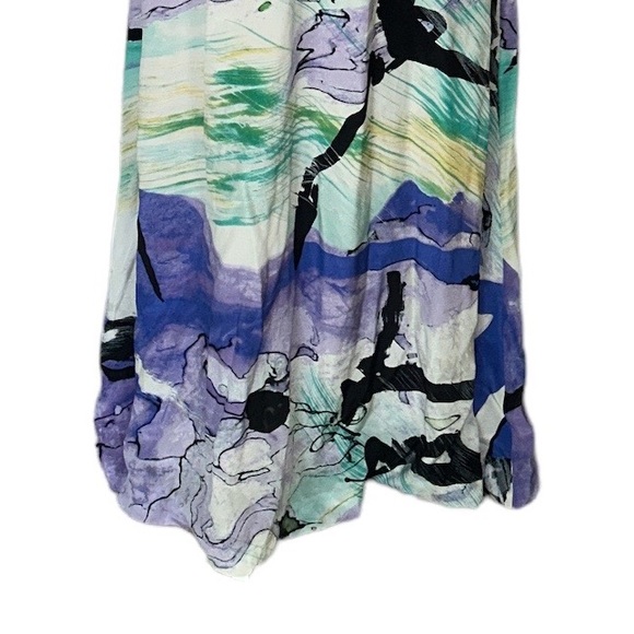 Leifsdottir Anthropologie Silk Lake Reflection Lavender Black Flowy Maxi Dress 4 - Picture 5 of 13